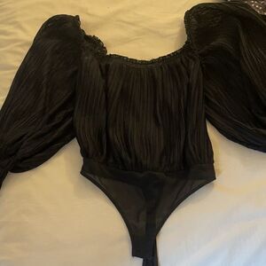 Free people puff sleeve black bodysuit XS